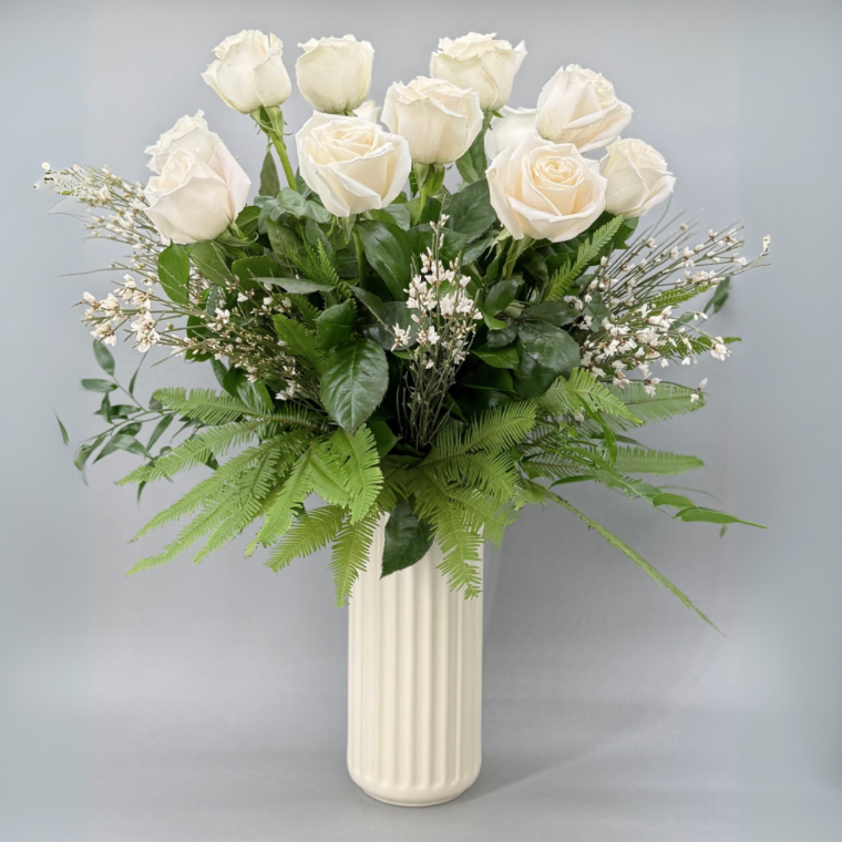 Long Stem White Roses