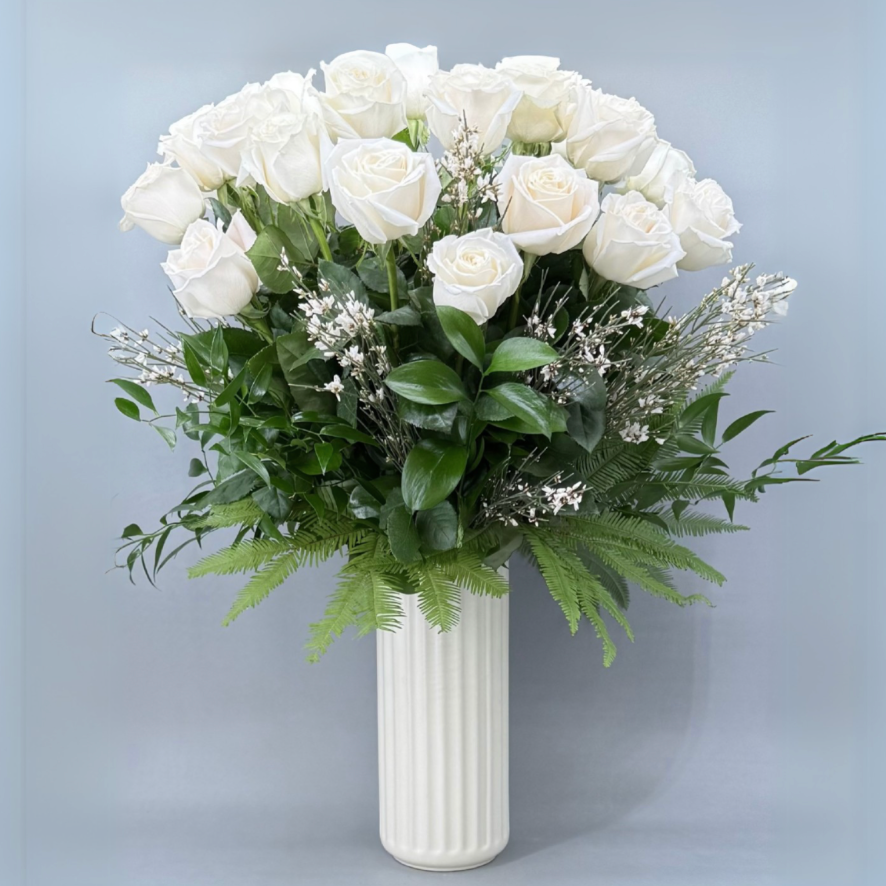 Long Stem White Roses